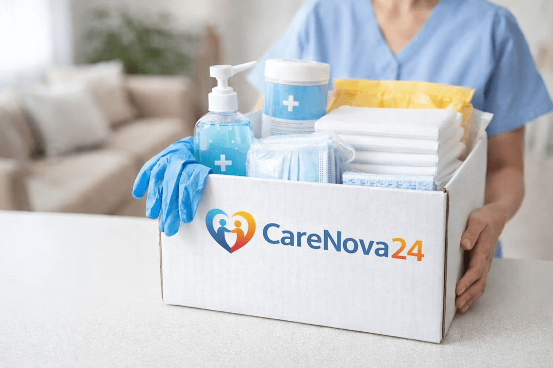 CareNova24 Pflegemittelbox mit Pflegehilfsmitteln